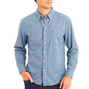 IZOD Mens Shirt XL Blue Button Up Academia Preppy Minimalist Classic Office Work